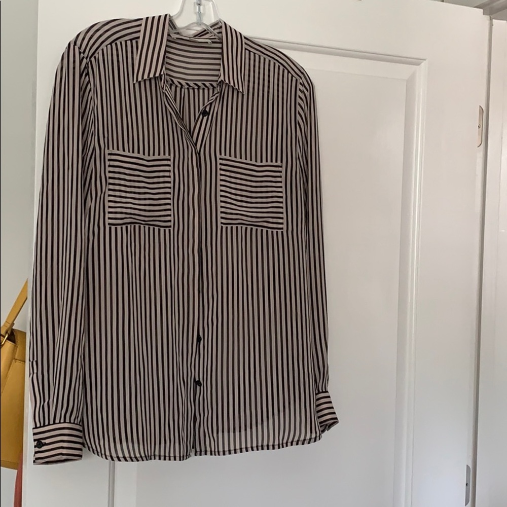 Loft sheer collared button down shirt.